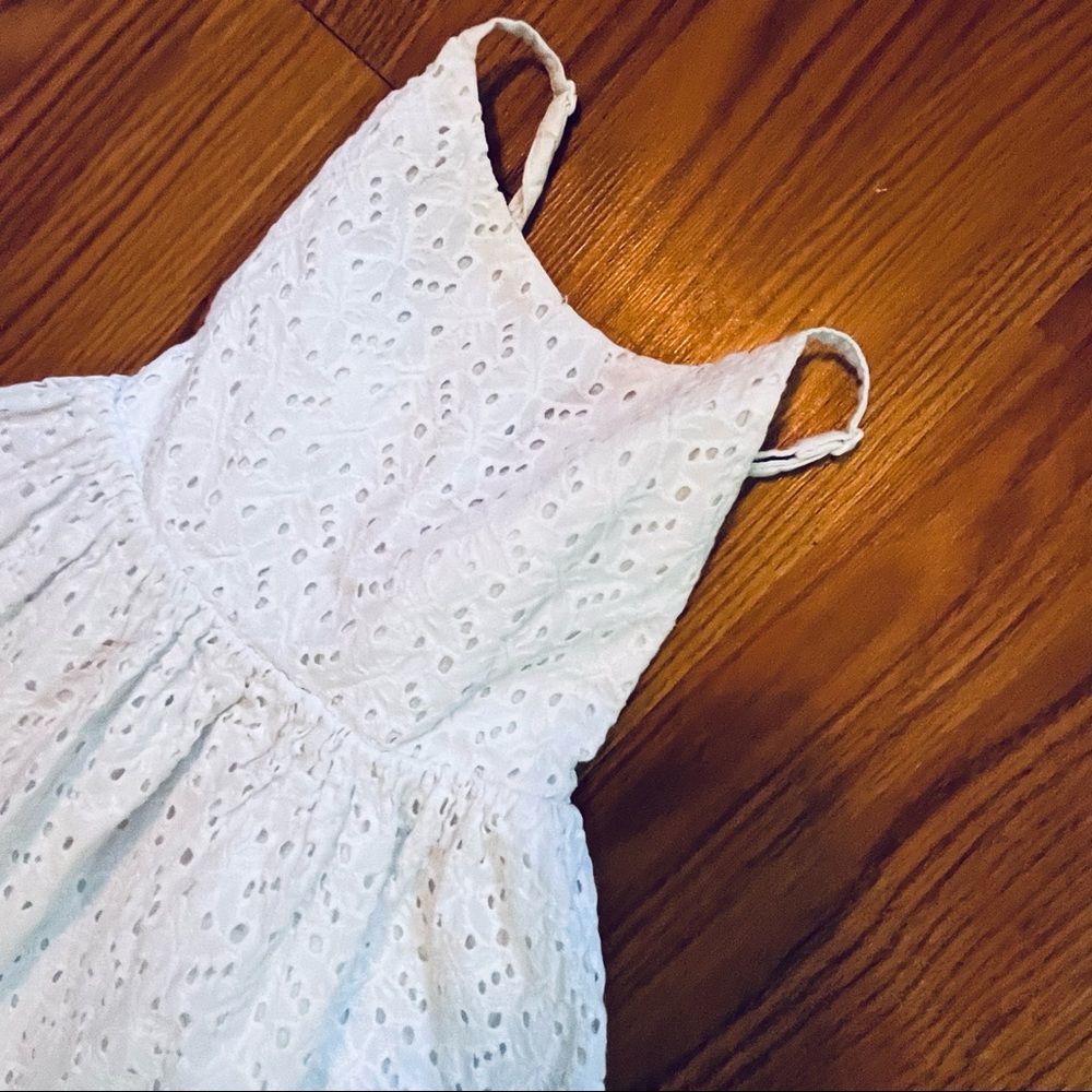 Gymboree White Cotton Eyelet Dress Lined Size 3 T Adjustable Straps - Picture 4 of 8